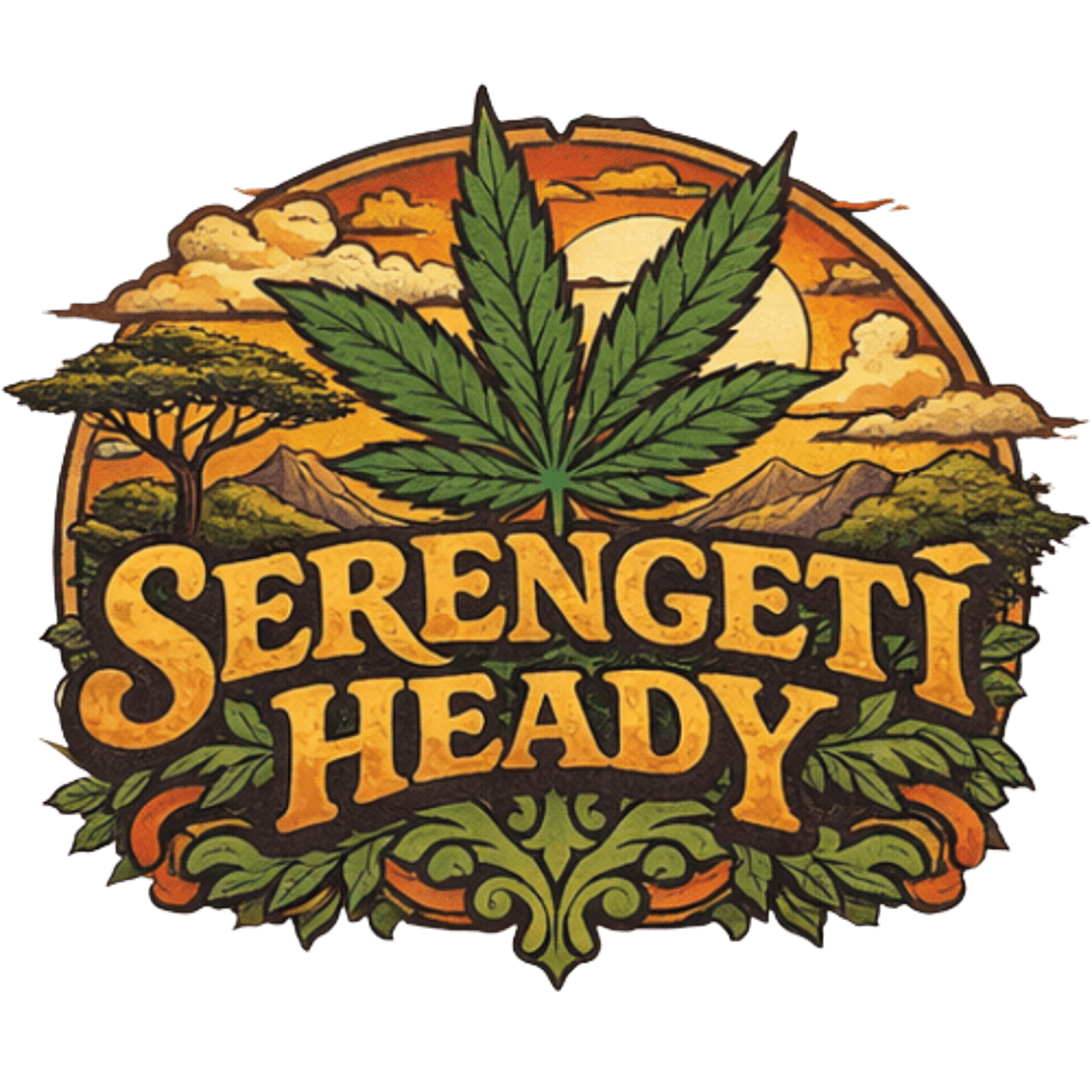 The Landscape on hemp-blend tee — Serengeti Heady First Drop