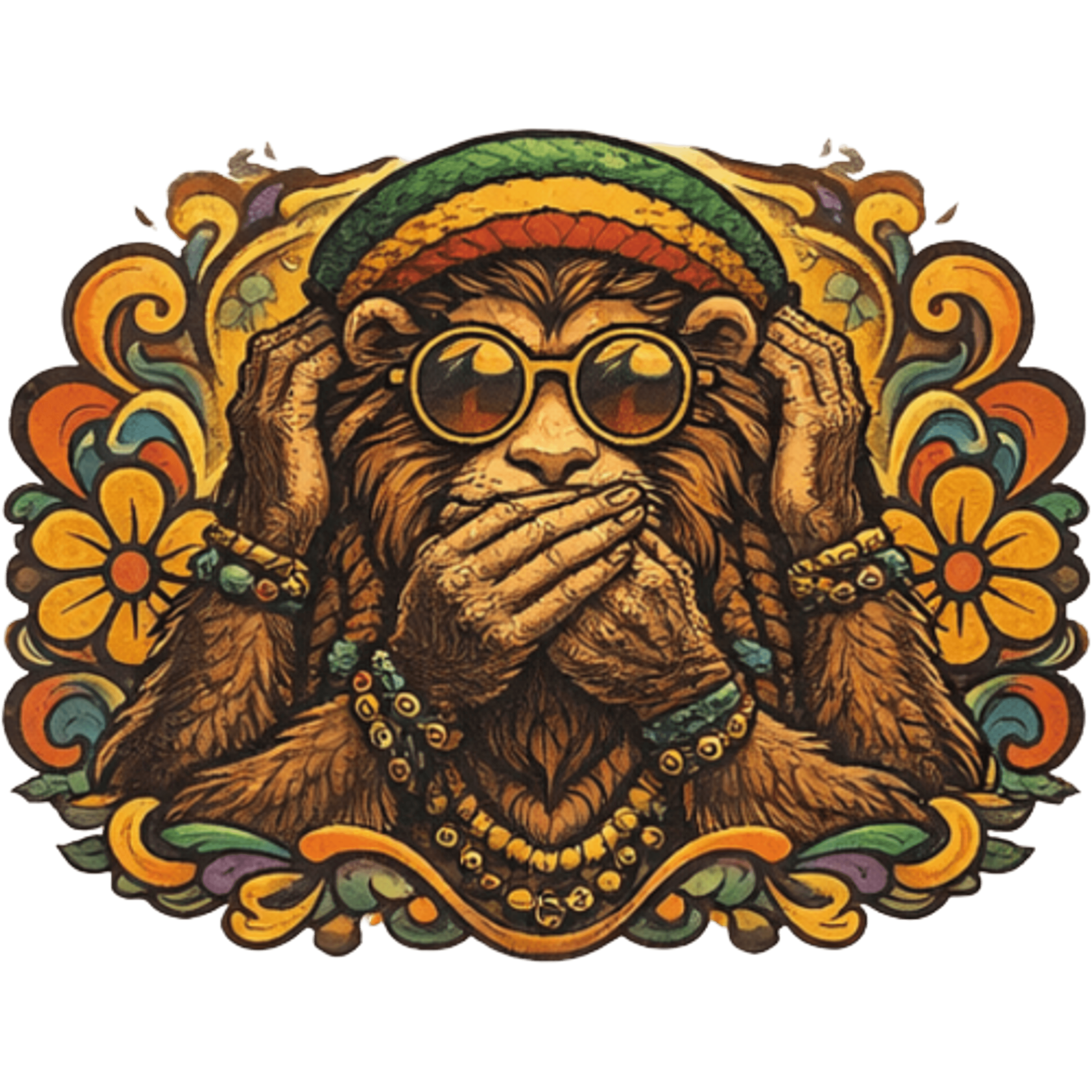 Speak No Evil on hemp-blend tee — Serengeti Heady First Drop